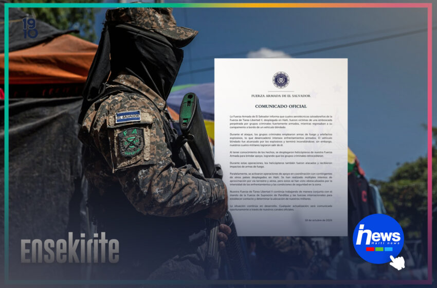  Lame peyi Salvadò konfime disparisyon 4 militè yo Ayiti