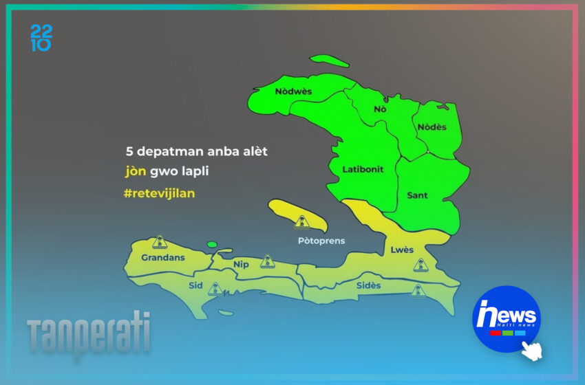  Lapli kontinye tonbe, 5 depatman anba alèt jòn
